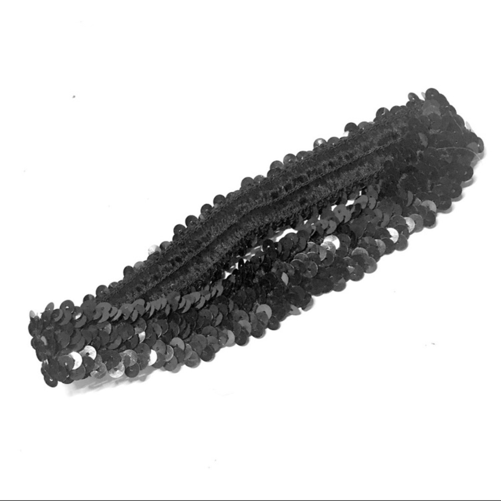 BLACK SEQUIN ELASTIC HEADBAND - Picture 5 of 8